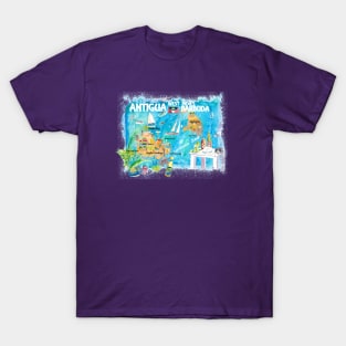 Antigua_Illustrated_Travel_Map_With_RoadsM T-Shirt